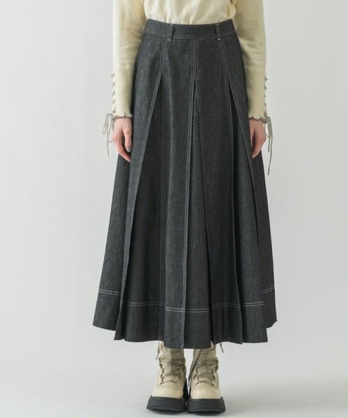idem(イデム)の「made in Japan tuck denim skirt/日本製デニムスカート(デニムスカート・レディース・ブラック・SMALL/FREE)」の13枚目の写真