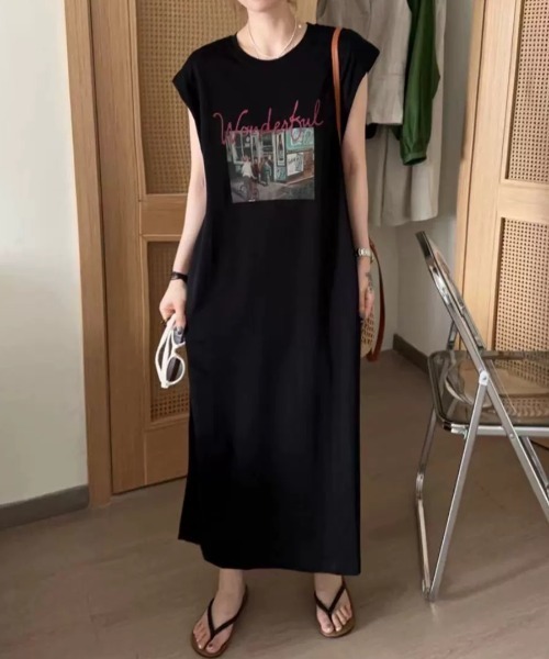 Achic(アシック)の「ノースリーブプリントワンピース(ワンピース・レディース・ライトグレー/ブラック/ダークグレー・M)」の21枚目の写真
