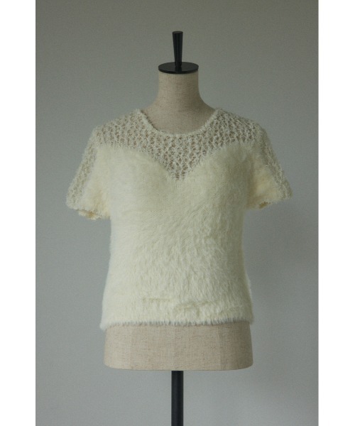 BLACK BY MOUSSY（ブラックバイマウジー）の「shaggy switching  tops(シャギースウィッチングトップス)（Tシャツ/カットソー・レディース・ブラック/オフホワイト・FREE）」の18枚目の写真