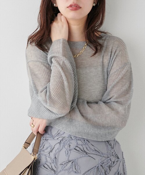 natural couture(ナチュラルクチュール)の「【WEB限定】シアーリブ編みニットプルオーバー(ニット/セーター・レディース・アイボリー/ブラック/グレー/グリーン系その他/ボルドー・FREE)」の16枚目の写真