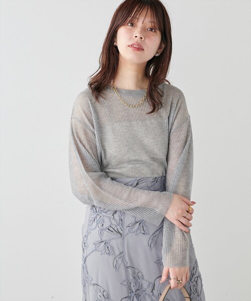 natural couture(ナチュラルクチュール)の「【WEB限定】シアーリブ編みニットプルオーバー(ニット/セーター・レディース・アイボリー/ブラック/グレー/グリーン系その他/ボルドー・FREE)」の17枚目の写真
