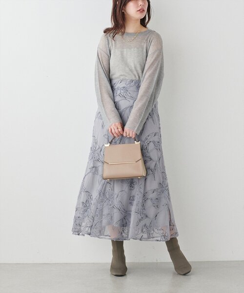 natural couture(ナチュラルクチュール)の「【WEB限定】シアーリブ編みニットプルオーバー(ニット/セーター・レディース・アイボリー/ブラック/グレー/グリーン系その他/ボルドー・FREE)」の18枚目の写真