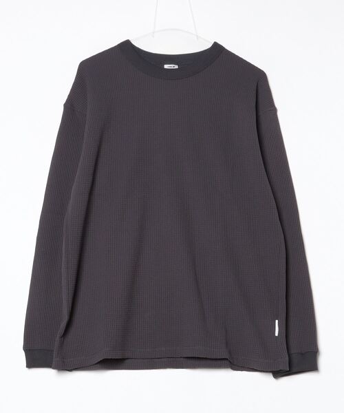 TIGORA（ティゴラ）の「ティゴラ TIGORA ワッフルロングTシャツ（Tシャツ/カットソー・メンズ・ブラック/チャコールグレー/オフホワイト/カーキ・L/3L/LL/M/S）」の4枚目の写真