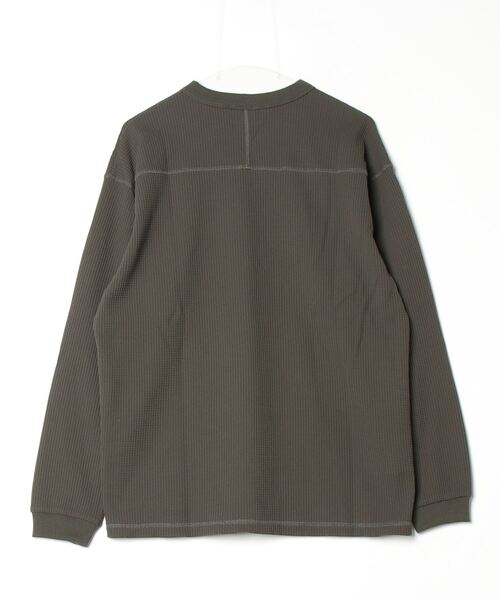 TIGORA（ティゴラ）の「ティゴラ TIGORA ワッフルロングTシャツ（Tシャツ/カットソー・メンズ・ブラック/チャコールグレー/オフホワイト/カーキ・L/3L/LL/M/S）」の5枚目の写真