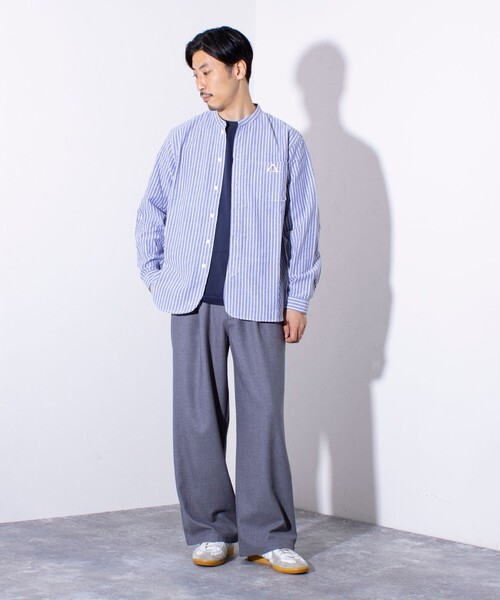 GEVACO（ゲバコ）の「【GEVACO/ゲバコ】オックスバンドカラー長袖シャツ（無地/ストライプ/チェック）（シャツ/ブラウス・メンズ・ブラック系その他/グリーン系その他/ホワイト/ブルー系その他/ホワイト系その他・S/M/L）」の19枚目の写真