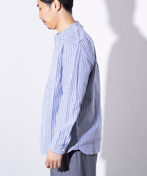 GEVACO（ゲバコ）の「【GEVACO/ゲバコ】オックスバンドカラー長袖シャツ（無地/ストライプ/チェック）（シャツ/ブラウス・メンズ・ブラック系その他/グリーン系その他/ホワイト/ブルー系その他/ホワイト系その他・S/M/L）」の17枚目の写真