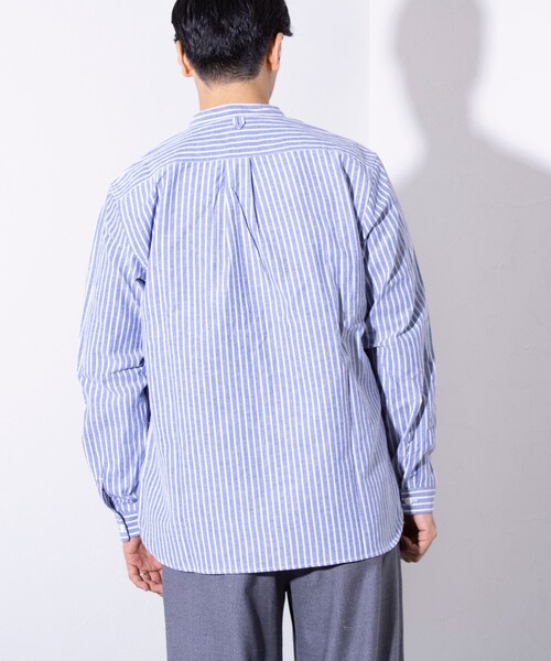 GEVACO（ゲバコ）の「【GEVACO/ゲバコ】オックスバンドカラー長袖シャツ（無地/ストライプ/チェック）（シャツ/ブラウス・メンズ・ブラック系その他/グリーン系その他/ホワイト/ブルー系その他/ホワイト系その他・S/M/L）」の15枚目の写真