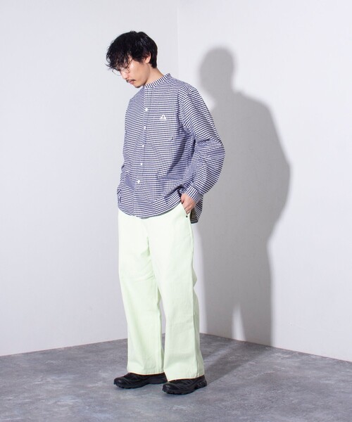 GEVACO（ゲバコ）の「【GEVACO/ゲバコ】オックスバンドカラー長袖シャツ（無地/ストライプ/チェック）（シャツ/ブラウス・メンズ・ブラック系その他/グリーン系その他/ホワイト/ブルー系その他/ホワイト系その他・S/M/L）」の21枚目の写真