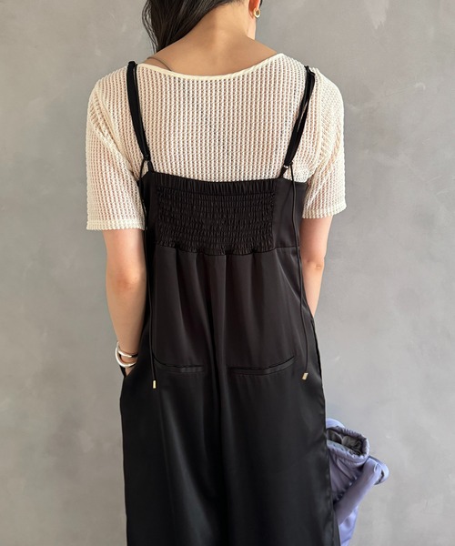 ANIECA サテンキャミサロペット　ブラック ANIECA サテンキャミサロペット ブラック サテンキャミ