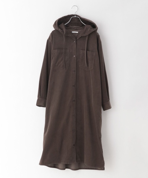 BAYFLOW（ベイフロー）の「[ワンピにも羽織りにも]コーデュロイフードワンピース（ワンピース・レディース・サンドベージュ/ブラウン/グレー・FREE）」の12枚目の写真