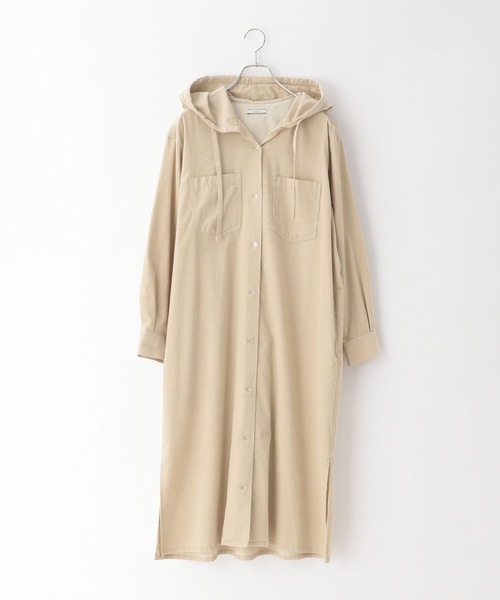 BAYFLOW（ベイフロー）の「[ワンピにも羽織りにも]コーデュロイフードワンピース（ワンピース・レディース・サンドベージュ/ブラウン/グレー・FREE）」の13枚目の写真