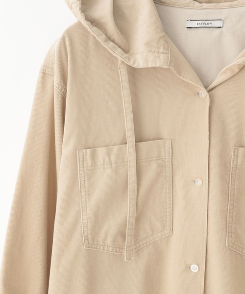 BAYFLOW（ベイフロー）の「[ワンピにも羽織りにも]コーデュロイフードワンピース（ワンピース・レディース・サンドベージュ/ブラウン/グレー・FREE）」の16枚目の写真