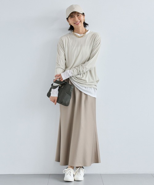 BARNYARDSTORM（バンヤードストーム）の「BARNYARDSTORM / ストレッチサテンスカート / マシンウォッシャブル（スカート・レディース・ブラック/モカ・1/0）」の6枚目の写真