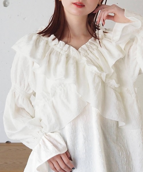 セール】フリルクロス2way長袖ブラウス（シャツ/ブラウス）｜tiptop