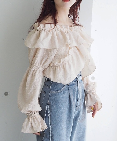 セール】フリルクロス2way長袖ブラウス（シャツ/ブラウス）｜tiptop