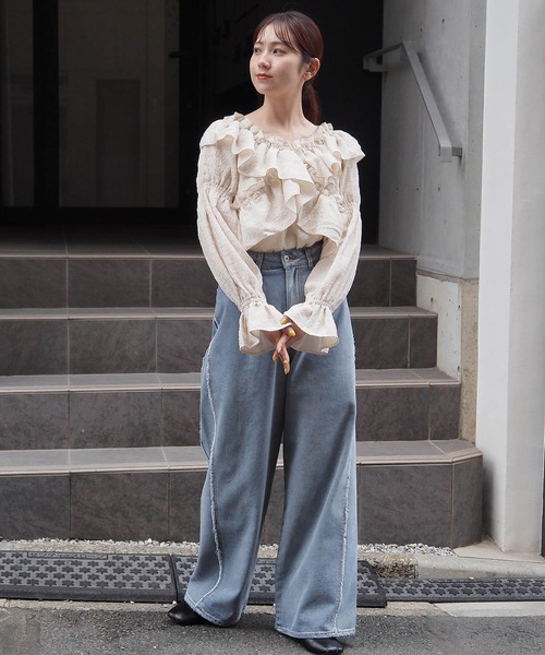 tiptop（ティップトップ）の「フリルクロス2way長袖ブラウス（シャツ/ブラウス・レディース・アイボリー/ブラック/ホワイト系その他/オフホワイト/ブラック系その他・FREE）」の10枚目の写真