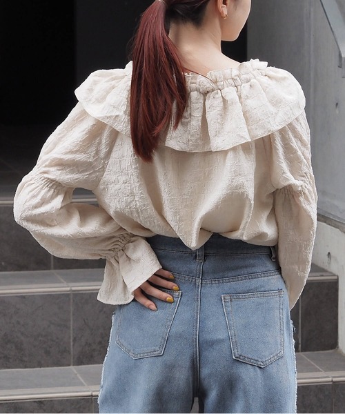 tiptop（ティップトップ）の「フリルクロス2way長袖ブラウス（シャツ/ブラウス・レディース・アイボリー/ブラック/ホワイト系その他/オフホワイト/ブラック系その他・FREE）」の11枚目の写真