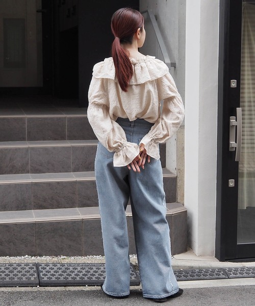 tiptop（ティップトップ）の「フリルクロス2way長袖ブラウス（シャツ/ブラウス・レディース・アイボリー/ブラック/ホワイト系その他/オフホワイト/ブラック系その他・FREE）」の12枚目の写真