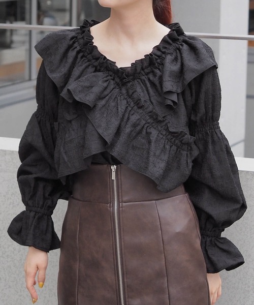 tiptop（ティップトップ）の「フリルクロス2way長袖ブラウス（シャツ/ブラウス・レディース・アイボリー/ブラック/ホワイト系その他/オフホワイト/ブラック系その他・FREE）」の17枚目の写真