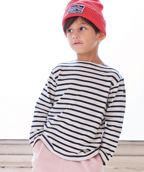 BIG FIELD（ビッグフィールド）の「ボーダーボートネックロンT（Tシャツ/カットソー・キッズ・ブルー/ブラック/グリーン/レッド/ロイヤルブルー/グリーン系その他・80/90/95/100/110/120/130/140/150）」の2枚目の写真