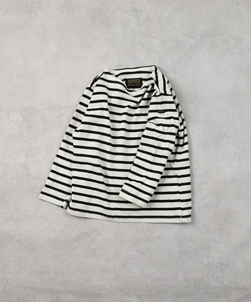 BIG FIELD（ビッグフィールド）の「ボーダーボートネックロンT（Tシャツ/カットソー・キッズ・ブルー/ブラック/グリーン/レッド/ロイヤルブルー/グリーン系その他・80/90/95/100/110/120/130/140/150）」の11枚目の写真
