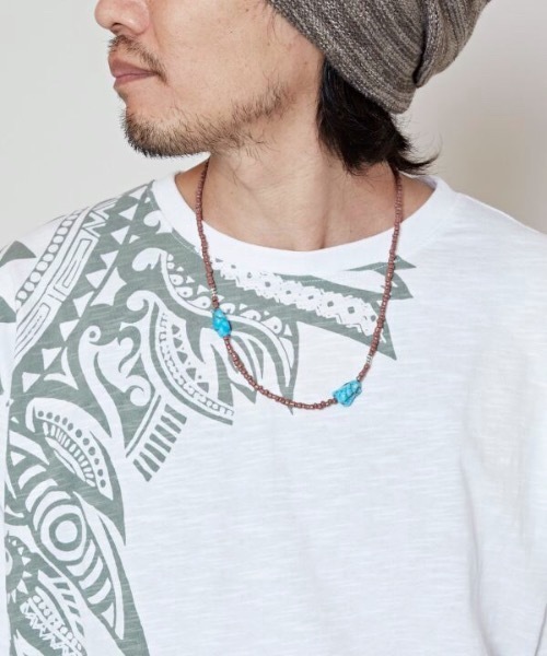 チャイハネ(チャイハネ)の「【チャイハネ】トライバル柄MEN'SロンT(Tシャツ/カットソー・メンズ・マスタード/ホワイト/ブラック・FREE)」の7枚目の写真