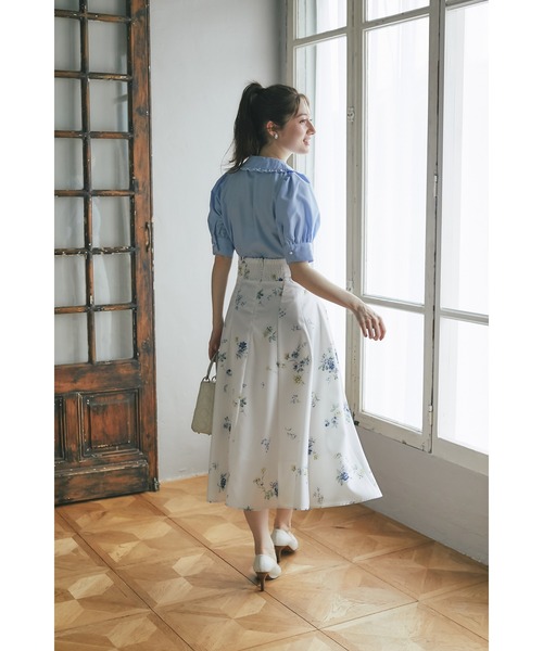 tocco closet(トッコ クローゼット)の「配色メロウフリルブラウス(シャツ/ブラウス・レディース・オフホワイト/ブラック/ブルー・M)」の21枚目の写真
