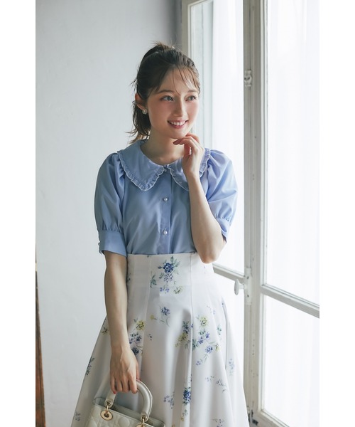 tocco closet(トッコ クローゼット)の「配色メロウフリルブラウス(シャツ/ブラウス・レディース・オフホワイト/ブラック/ブルー・M)」の22枚目の写真