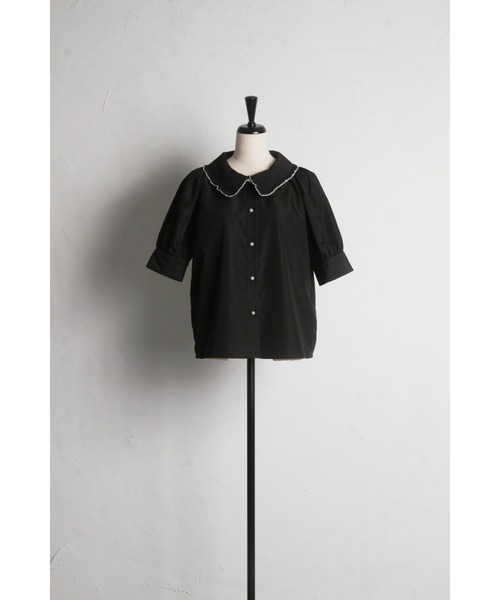 tocco closet(トッコ クローゼット)の「配色メロウフリルブラウス(シャツ/ブラウス・レディース・オフホワイト/ブラック/ブルー・M)」の13枚目の写真