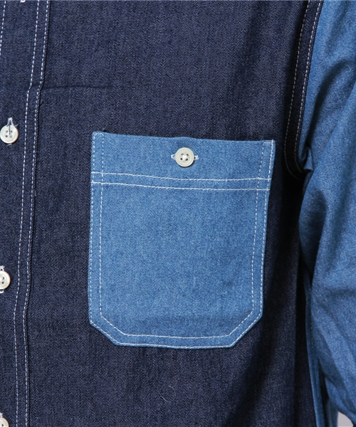 SEVENDAYS=SUNDAY（セブンデイズサンデイ）の「ＳＴＥＥＲ　デニムシャツ（シャツ/ブラウス・メンズ・ネイビー/ブルー・LARGE/MEDIUM）」の7枚目の写真