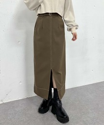 ベルト付配色ステッチタイトスカート