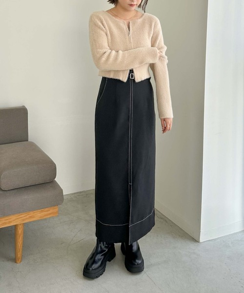 archives（アルシーヴ）の「ベルト付配色ステッチタイトスカート（スカート・レディース・アイボリー/ブラック/ブラウン・MEDIUM）」の12枚目の写真