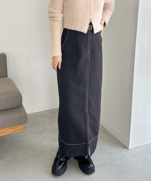 archives（アルシーヴ）の「ベルト付配色ステッチタイトスカート（スカート・レディース・アイボリー/ブラック/ブラウン・MEDIUM）」の8枚目の写真