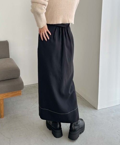 archives（アルシーヴ）の「ベルト付配色ステッチタイトスカート（スカート・レディース・アイボリー/ブラック/ブラウン・MEDIUM）」の7枚目の写真