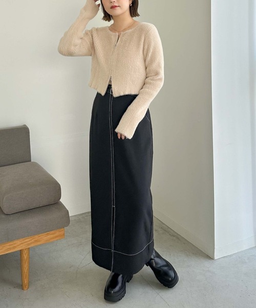 archives（アルシーヴ）の「ベルト付配色ステッチタイトスカート（スカート・レディース・アイボリー/ブラック/ブラウン・MEDIUM）」の9枚目の写真