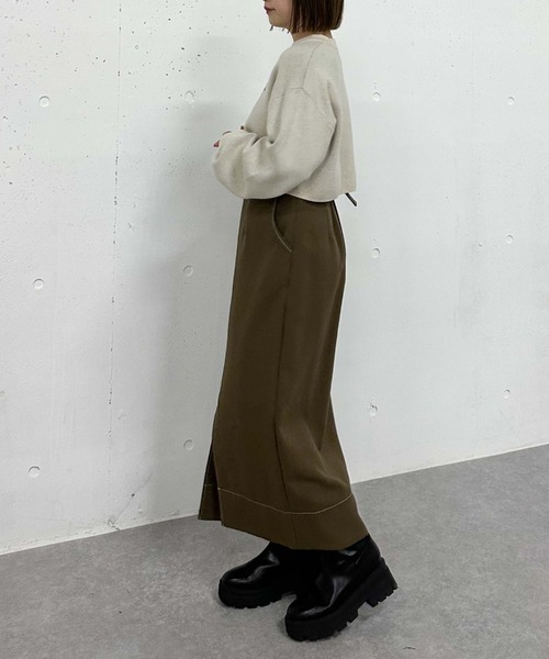 archives（アルシーヴ）の「ベルト付配色ステッチタイトスカート（スカート・レディース・アイボリー/ブラック/ブラウン・MEDIUM）」の19枚目の写真