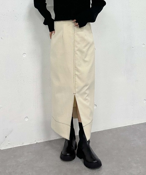 archives（アルシーヴ）の「ベルト付配色ステッチタイトスカート（スカート・レディース・アイボリー/ブラック/ブラウン・MEDIUM）」の22枚目の写真