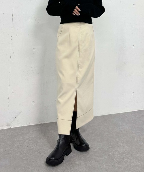 archives（アルシーヴ）の「ベルト付配色ステッチタイトスカート（スカート・レディース・アイボリー/ブラック/ブラウン・MEDIUM）」の21枚目の写真