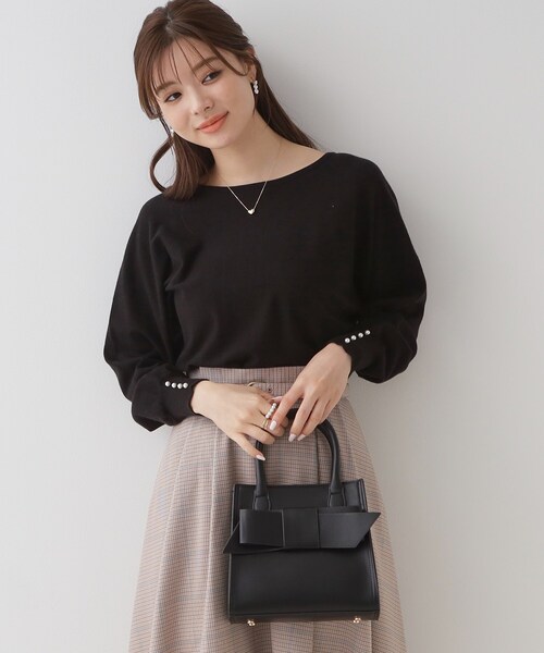 couture brooch（クチュールブローチ）の「◆リボンデザインスクエアバッグ（ショルダーバッグ・レディース・サンドベージュ/ブラック・00）」の6枚目の写真