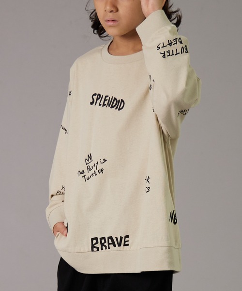 PAIRMANON STREET(ペアマノンストリート)の「【PAIRMANON STREET】ランダム アート 総柄 ロンT 長袖 Tシャツ(Tシャツ/カットソー・キッズ・ベージュ/ライトパープル/ホワイト・130/150/110/140/160/90/100/120)」の6枚目の写真