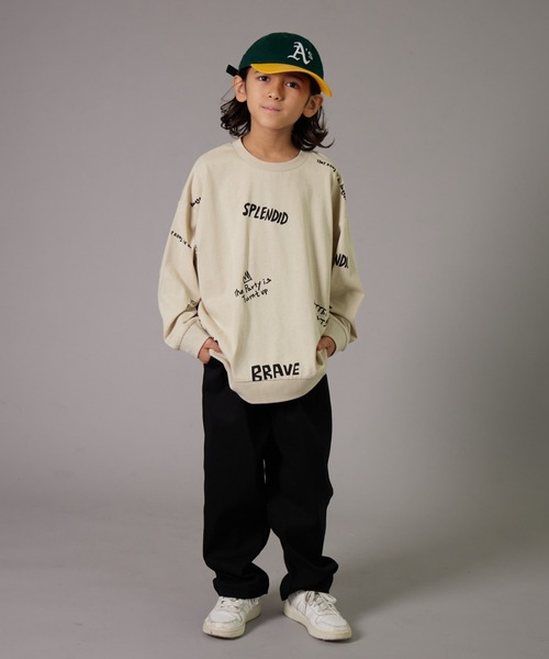 PAIRMANON STREET(ペアマノンストリート)の「【PAIRMANON STREET】ランダム アート 総柄 ロンT 長袖 Tシャツ(Tシャツ/カットソー・キッズ・ベージュ/ライトパープル/ホワイト・130/150/110/140/160/90/100/120)」の7枚目の写真
