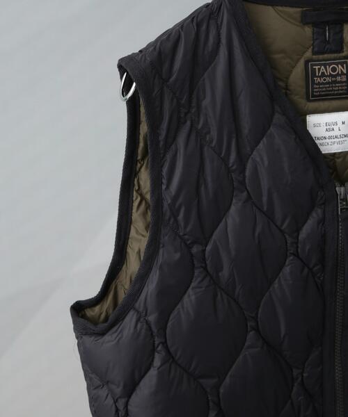 TAION（タイオン）の「TAION/MILITARY V NECK W-ZIP DOWN VT（ダウンジャケット/コート・メンズ・オフホワイト/ブラック・L/M）」の7枚目の写真