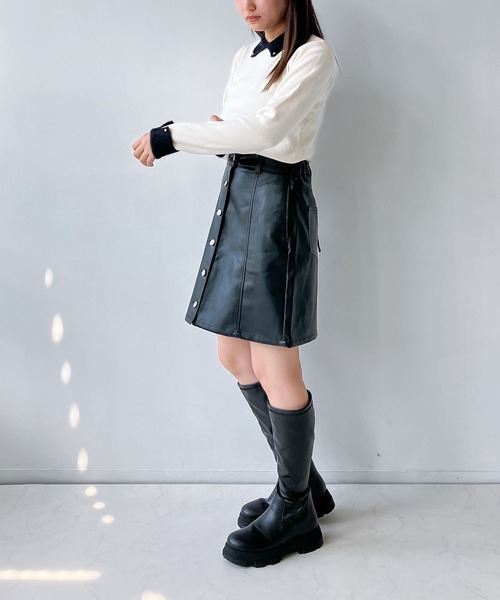 AS KNOW AS plus（アズノゥアズプラス）の「◇ふわふわカフス襟付きキラボタンニットプルオーバー（ニット/セーター・レディース・ピンク系/アイボリー系/ブラック系・FREE）」の10枚目の写真