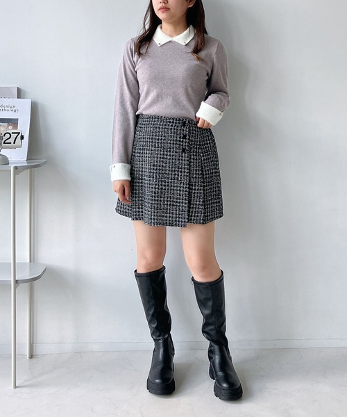 AS KNOW AS plus（アズノゥアズプラス）の「◇ふわふわカフス襟付きキラボタンニットプルオーバー（ニット/セーター・レディース・ピンク系/アイボリー系/ブラック系・FREE）」の20枚目の写真