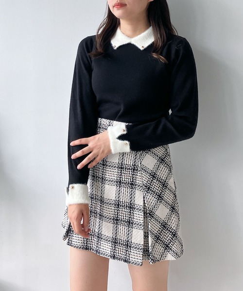 AS KNOW AS plus（アズノゥアズプラス）の「◇ふわふわカフス襟付きキラボタンニットプルオーバー（ニット/セーター・レディース・ピンク系/アイボリー系/ブラック系・FREE）」の12枚目の写真