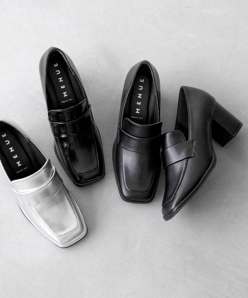 menue（メヌエ）の「スクエアトゥ 6.5cmヒール ローファー（ローファー・レディース・ブラック/シルバー/ブラック系1・S/M/L/LL/3L/SS）」の7枚目の写真