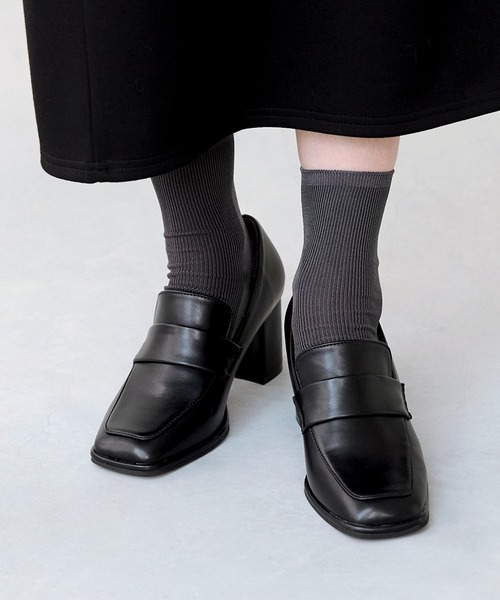 menue（メヌエ）の「スクエアトゥ 6.5cmヒール ローファー（ローファー・レディース・ブラック/シルバー/ブラック系1・S/M/L/LL/3L/SS）」の11枚目の写真