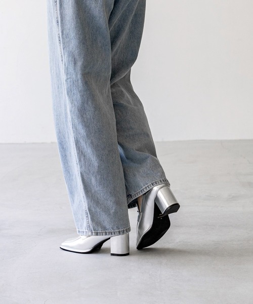 menue（メヌエ）の「スクエアトゥ 6.5cmヒール ローファー（ローファー・レディース・ブラック/シルバー/ブラック系1・S/M/L/LL/3L/SS）」の22枚目の写真