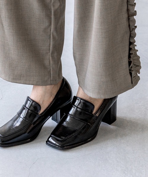 のまいさま専用 メヌエ] スクエアトゥ 6.5cmヒール ローファー[6.5cmヒール] スクエア