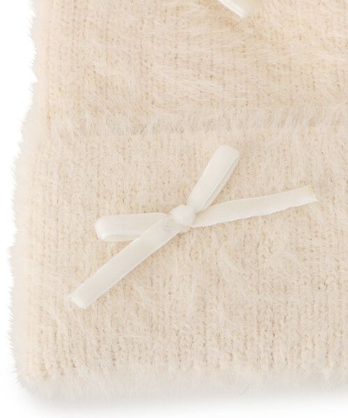 SHOO・LA・RUE(シューラルー)の「◆リボン付きシャギーニット帽(ニットキャップ/ビーニー・レディース・ベージュ/ダークグレー/ブラック・00)」の6枚目の写真